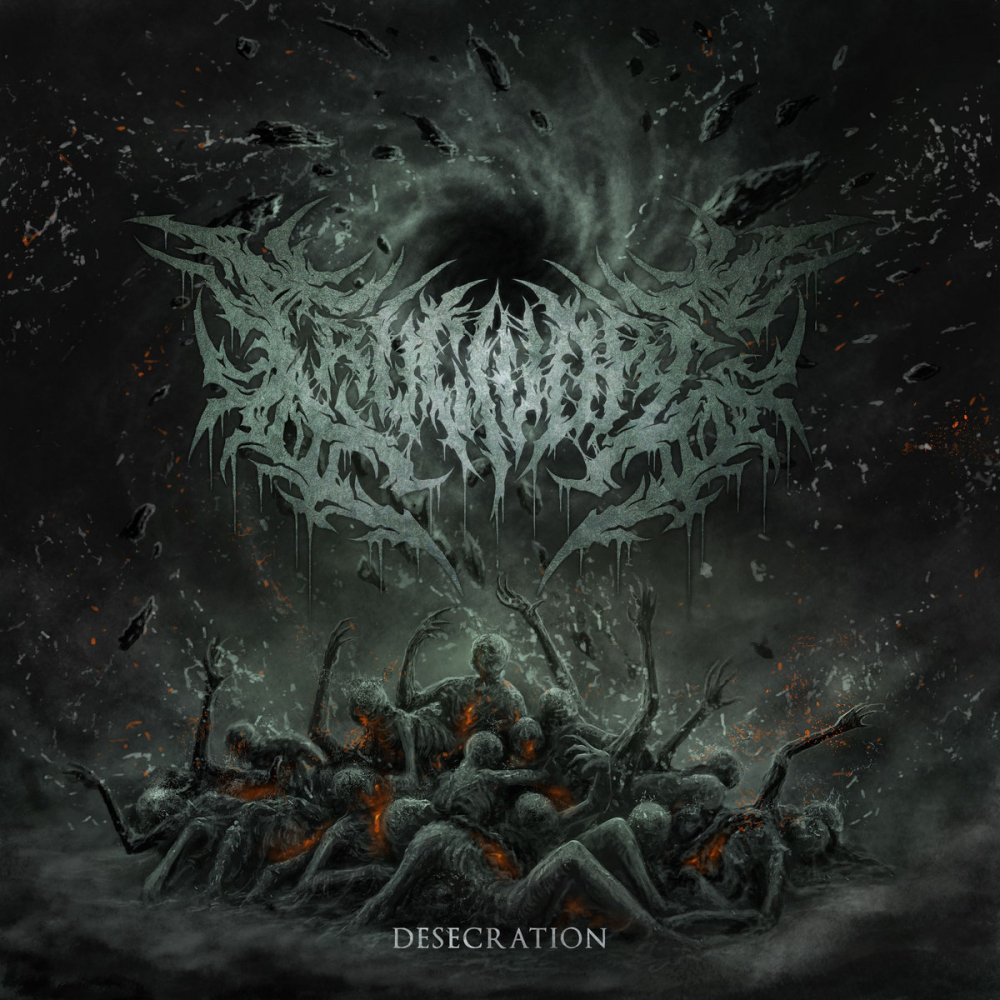 Capa de Desecration, álbum de estreia dos Crucivore