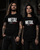 Casal metaleiro com T-shirts pretas Metal Se Faz Favor da Força Bruta