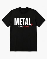 T-shirt preta Metal Se Faz Favor da Força Bruta em fundo branco